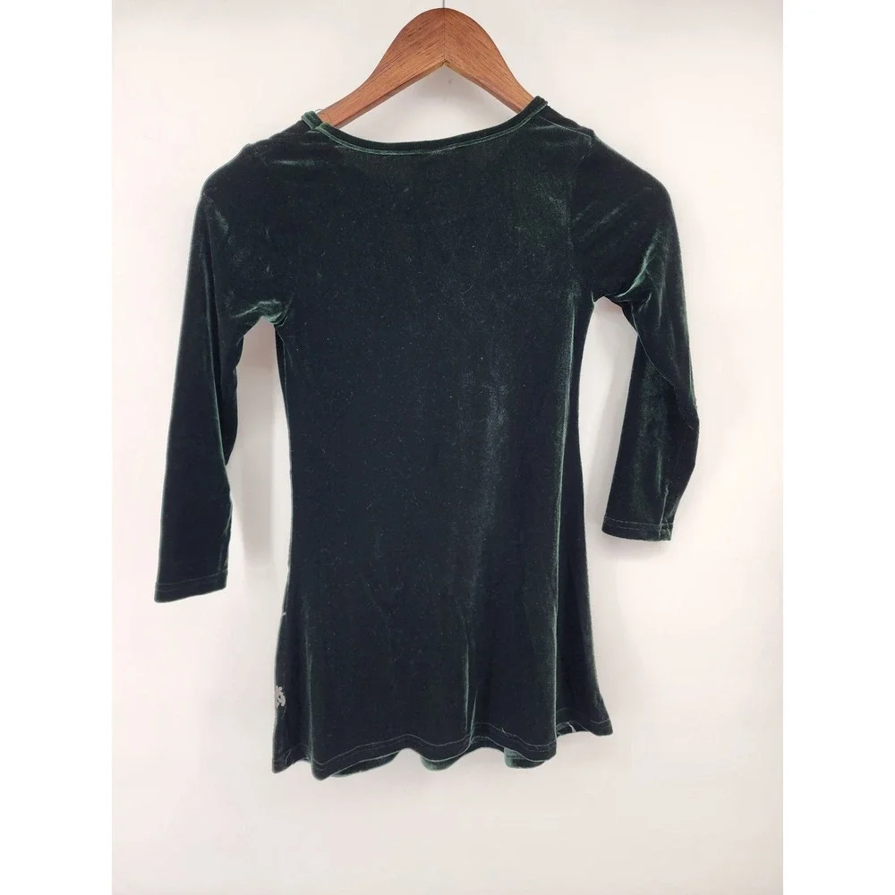 Y.B. Normal? Green Velvet Floral Embroidered Long Sleeve Dress Size 7